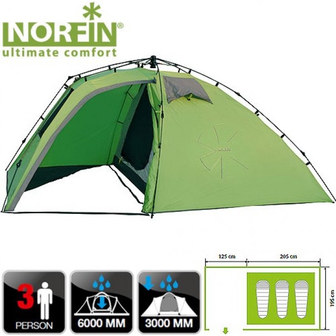 Палатка автоматическая 3-Х местная NORFIN PELED 3 Nf NF-10405